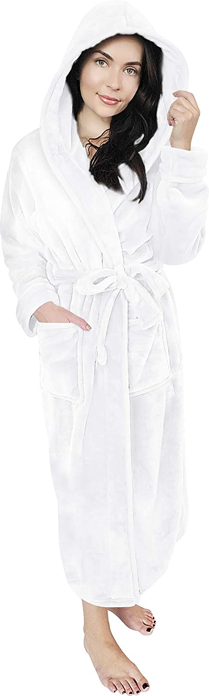 NY Threads Women Fleece Hooded Bathrobe - Plush Long Robe