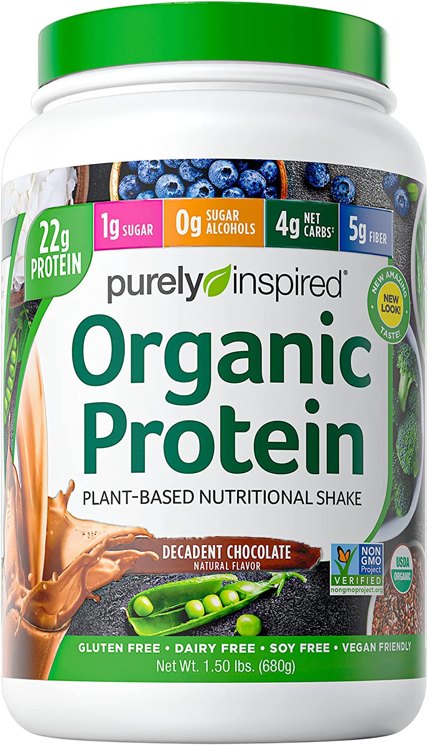 Plant Based Protein Powder | Purely Inspired Organic Protein Powder | Vegan Protein Powder for Women & Men | 22G of Plant Protein | Pea Protein Powder | Vanilla Protein Powder, 1.5 Lb (17 Servings)