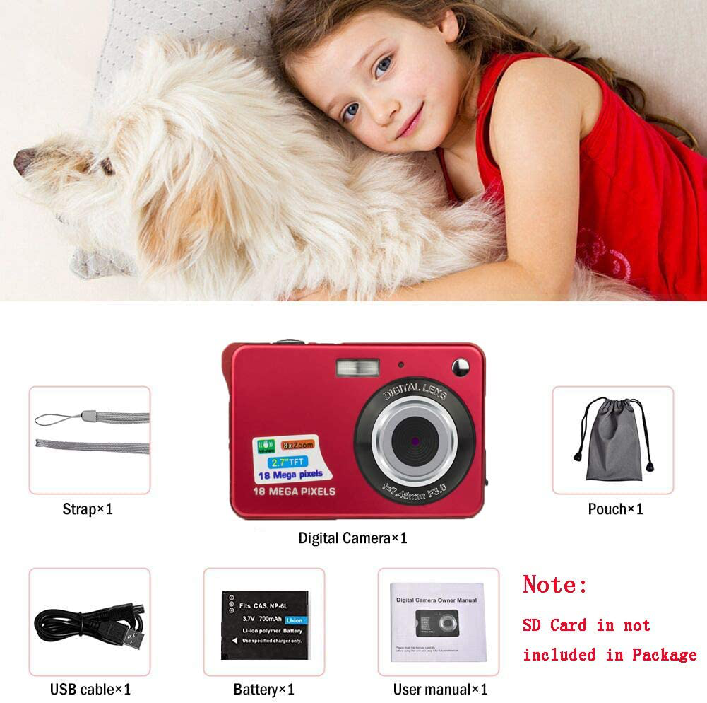 HD Mini Digital Cameras, Point and Shoot Digital Cameras for Photography Kids Teenagers - Travel, Camping, Gifts