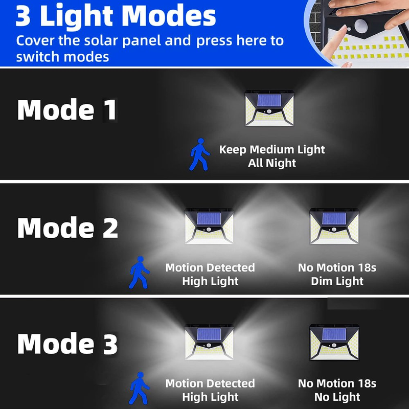 6 Pack Solar Outdoor Lights - 118 LED Motion Sensor Security Lights with 3 Lighting Modes