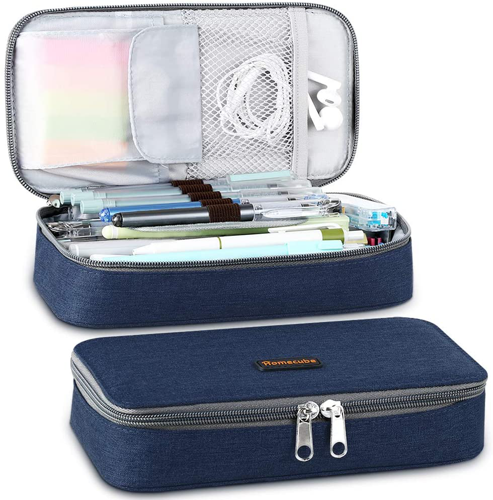Homecube Big Capacity Pencil Case Pen Holder Pouch Marker Desk Organizer Bag with Zipper Large Storage College Middle School & Office Supplies Stationery