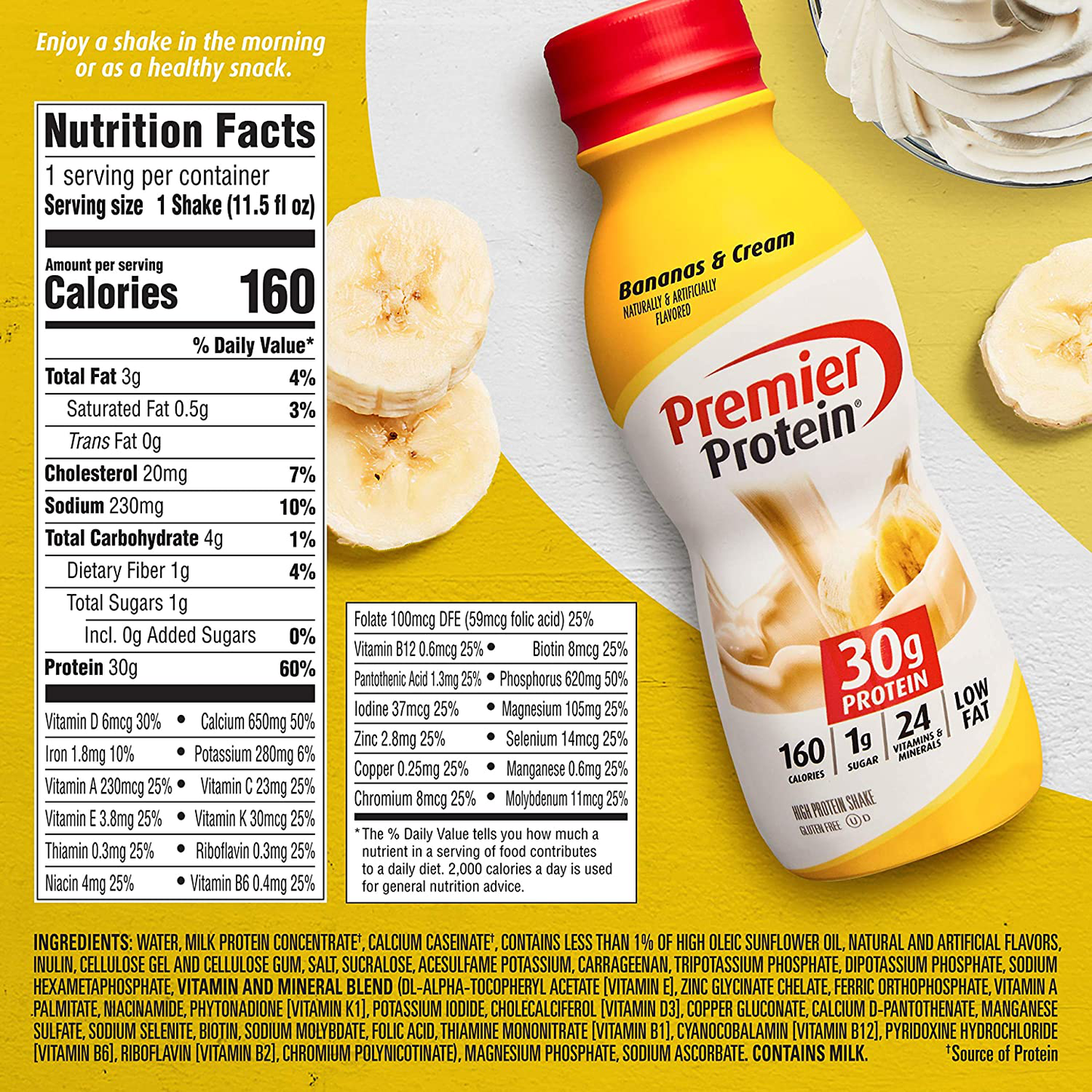 Premier Protein Shake 30g Protein, 1g Sugar, 24 Vitamins & Minerals, Nutrients to Support Immune Health, 12 Pack, 138.0 Fl Oz