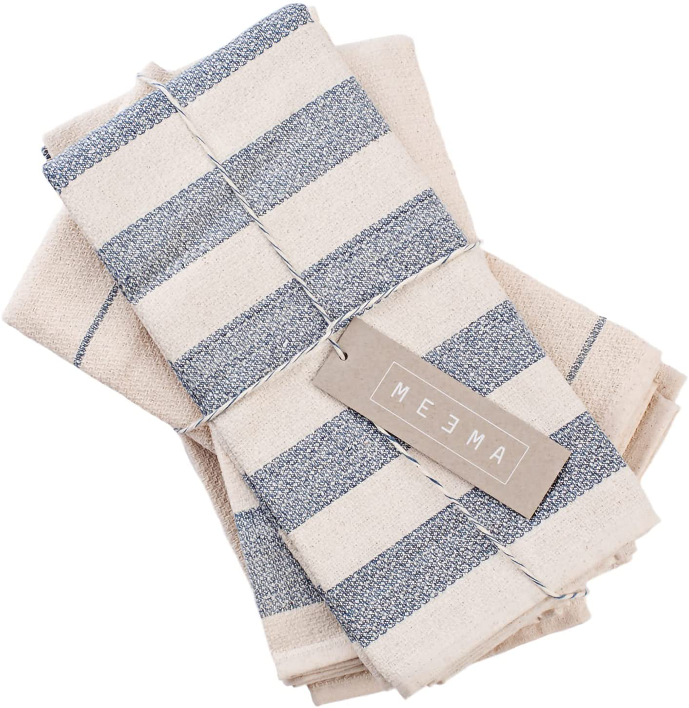 MEEMA Dish Towels for Kitchen | Set of 4, 20 X 28 In. Super Absorbent Weave Cotton Kitchen Towels | Made with Upcycled Denim and Cotton | Zero Waste Unpaper Towels, Dish Rags, and Tea Towels