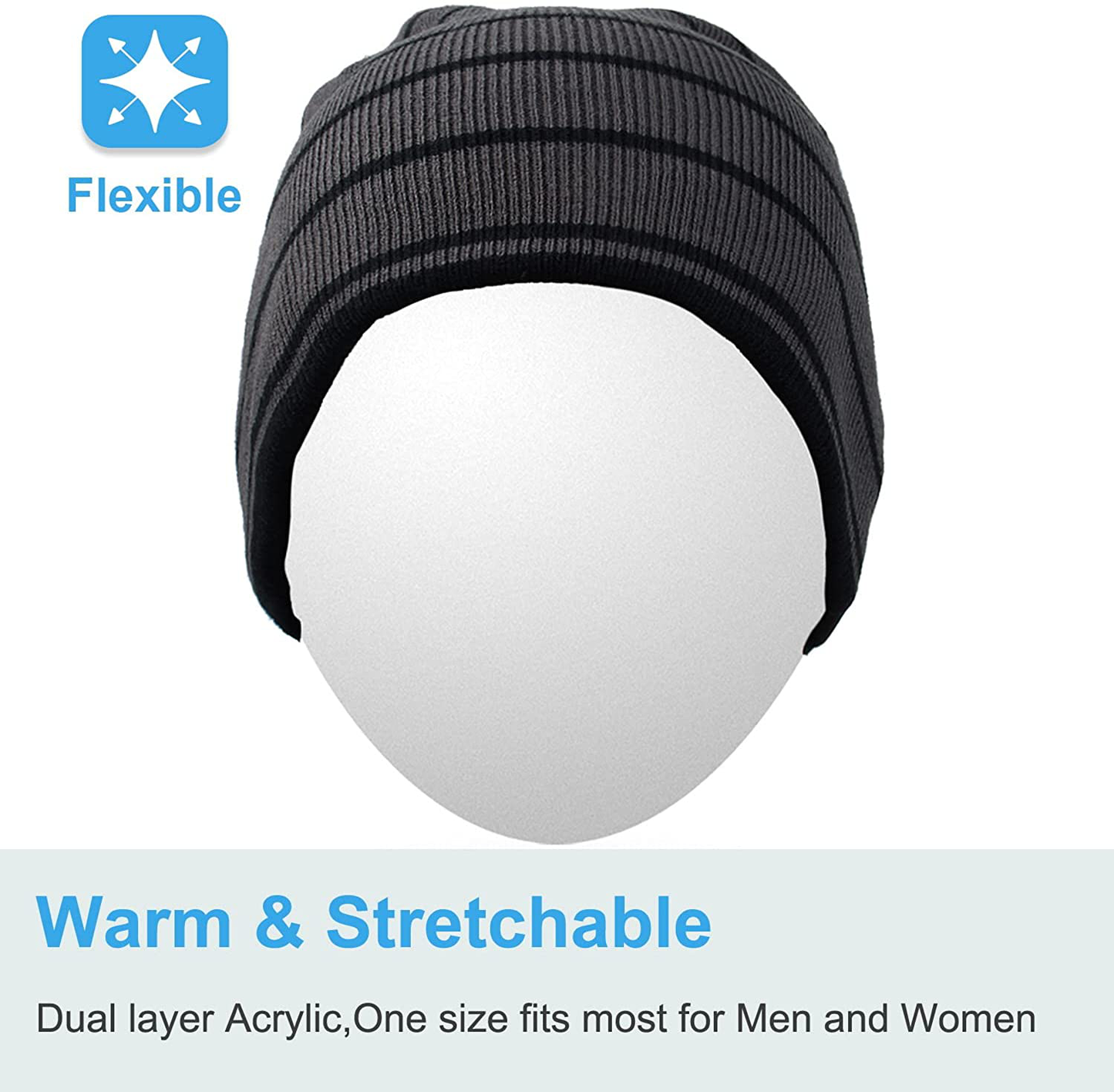 Rotibox Bluetooth Beanie Hat Wireless Headphone for Outdoor Sports Xmas Gifts