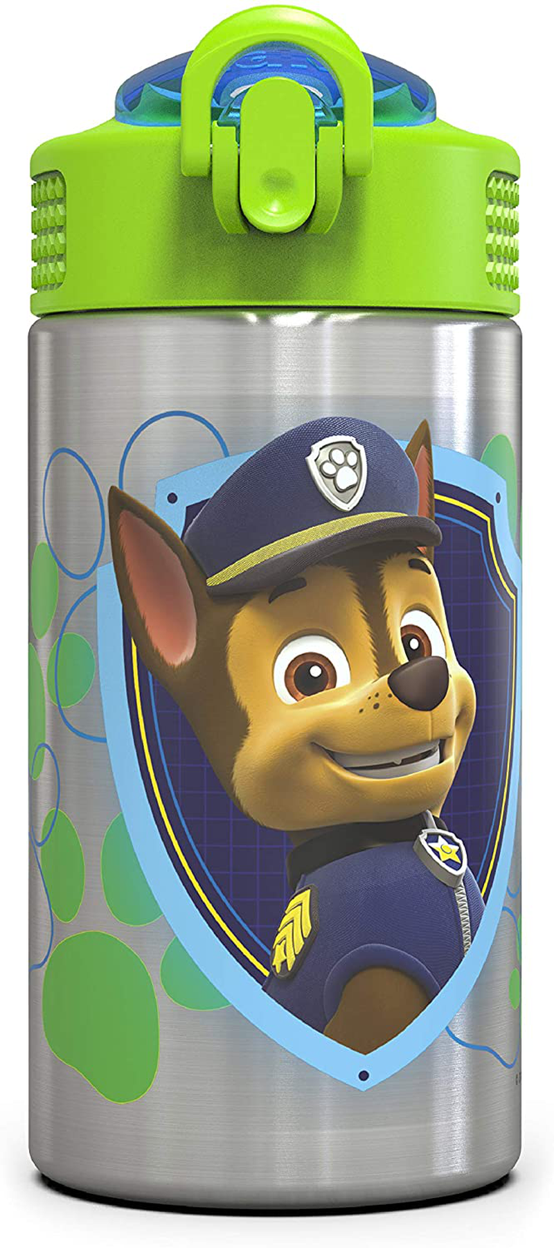 Zak Designs Paw Patrol 15.5oz Stainless Steel Kids Water Bottle with Flip-up Straw Spout - BPA Free Durable Design, Paw Patrol Boy SS