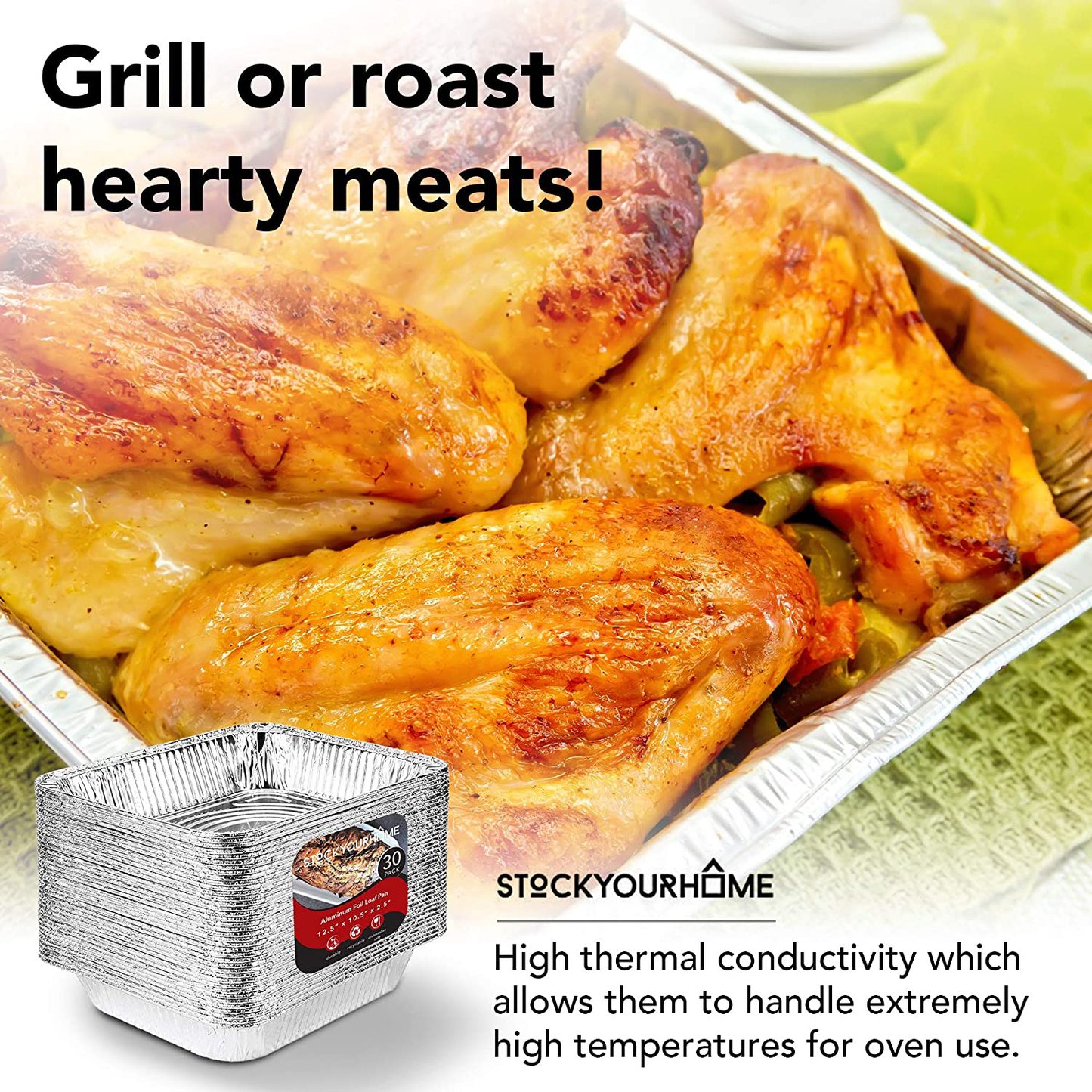 Foil Pans with Lids - 9x13 Aluminum Pans with Covers - 25 Foil Pans and 25 Foil Lids - Disposable Food Containers Great for Baking, Cooking, Heating, Storing, Prepping Food