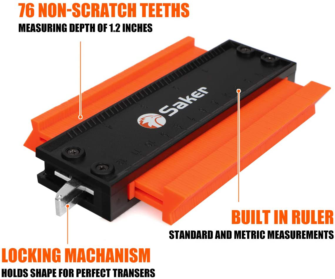 Saker Contour Gauge (5 Inch Lock) Profile Tool- Adjustable Lock-Precisely Copy Irregular Shape Duplicator -Irregular Welding Woodworking Tracing - Must Have Tool for DIY Handyman, Construction