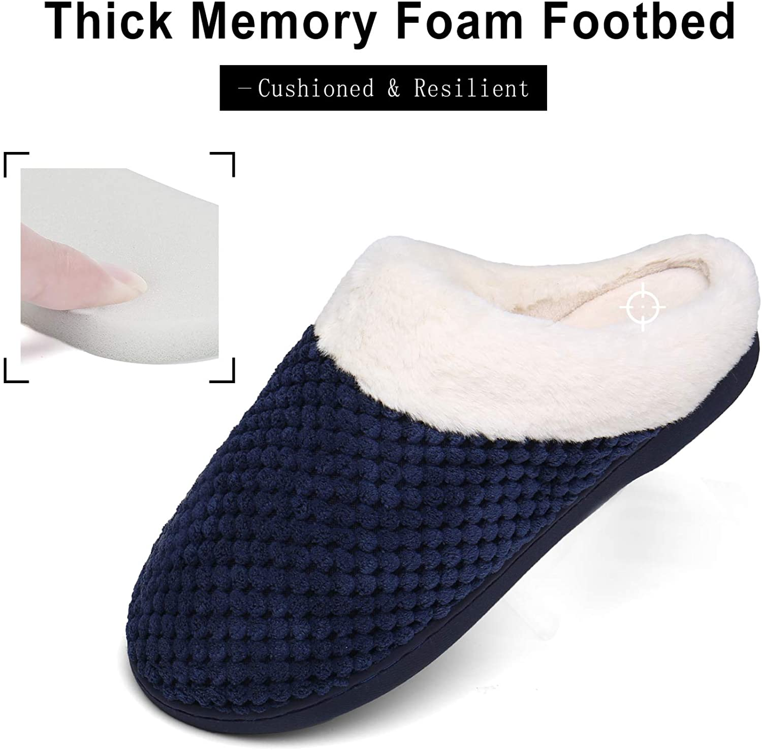 Mishansha Unisex Memory Foam Cotton Slippers with Fuzzy Plush Lining Slip on Clog House Shoes for Men/Women