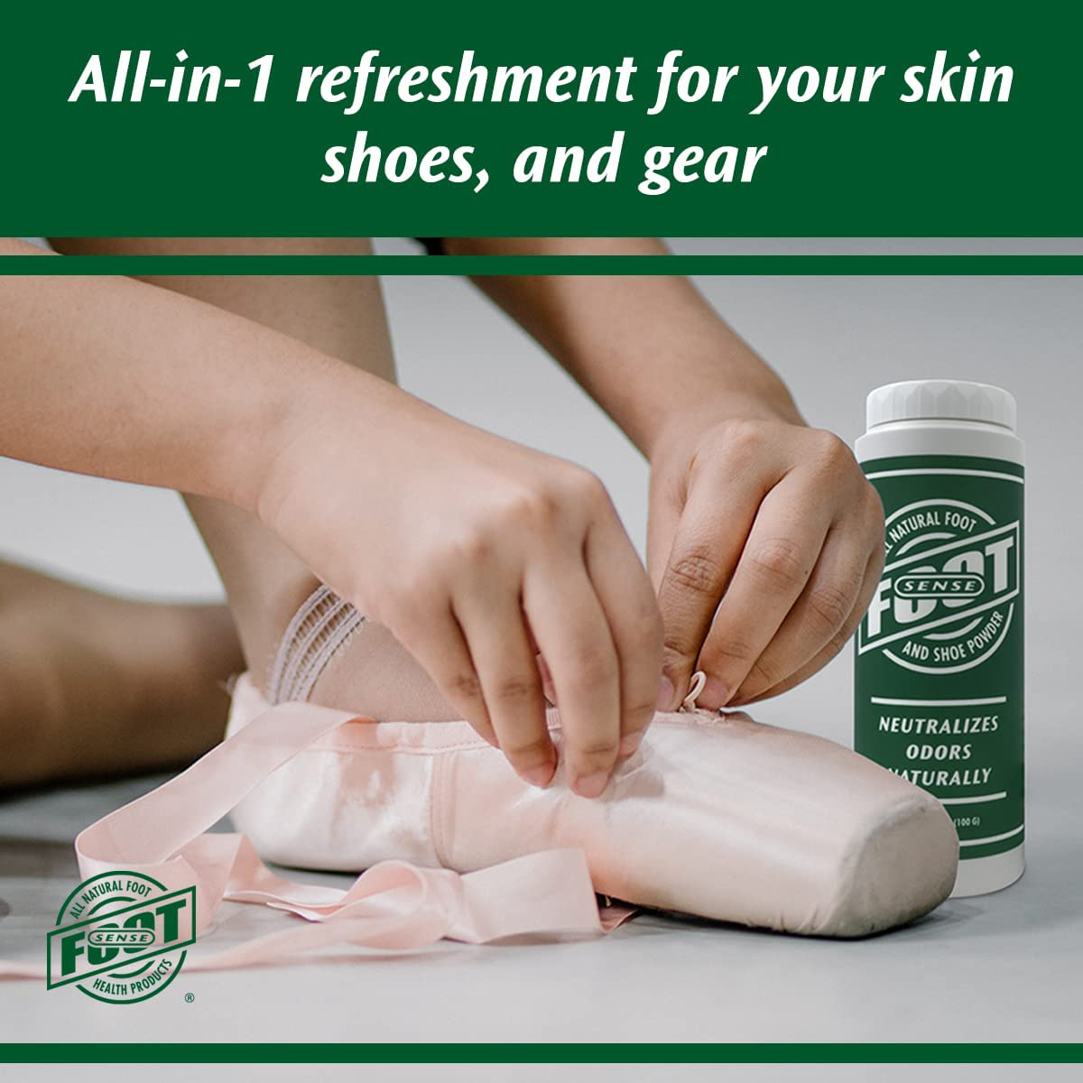 Natural Foot and Shoe Odor Eliminator – Talc-Free Shoe Deodorizer and Body Powder Neutralizes Smelly Odors – Long-Lasting, Fast-Acting Foot Powder for Kids and Adults – Usa-Made by Foot Sense, 3.5 Oz.