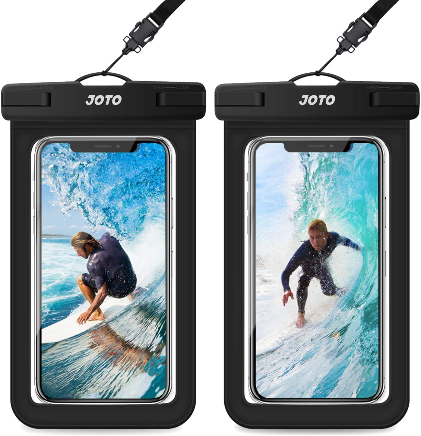 JOTO Universal Waterproof Pouch, IPX8 Waterproof Cellphone Dry Bag Underwater Case for iPhone 12 Pro Max 11 Pro Max Xs Max XR X 8 7 6S, Galaxy S20 Ultra S10 Note10 9 up to 7" -2 Pack
