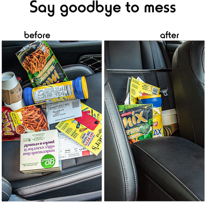 Cavalcade Car Net Pocket, Back Seat Mesh Organizer, Automotive Console Handbag Holder, Netting Pouch Storage Bag for Car, Barrier of Backseat Pet Kids, Black