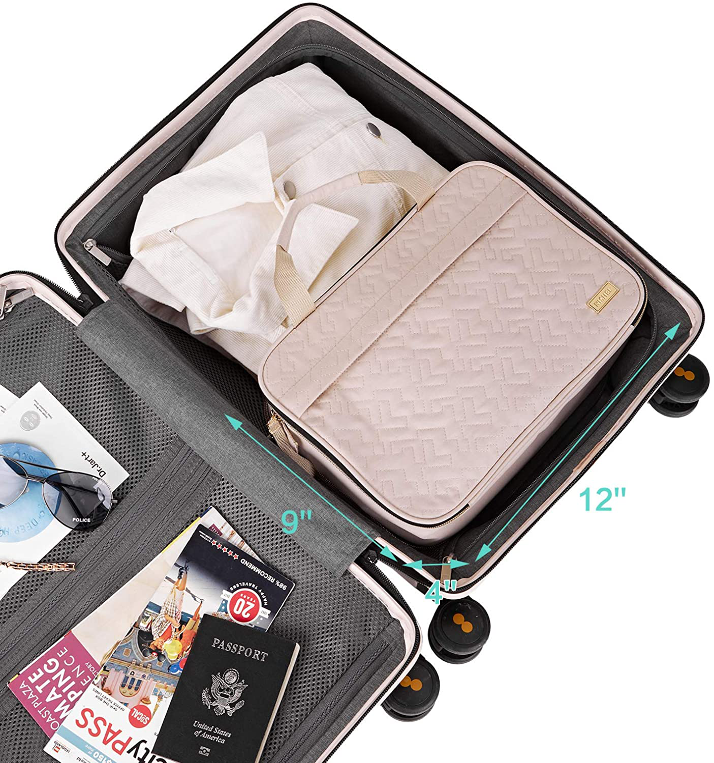 NISHEL Travel Toiletry Bag, Portable Makeup Organizer, Stand up Cosmetic Bag, Travel Cosmetic Case for Travel Sized Toiletries, Pink