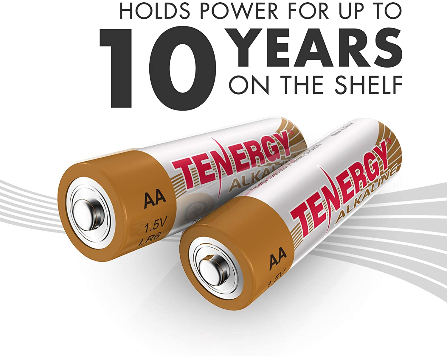 Tenergy 1.5V AA Alkaline Battery, High Performance AA Non-Rechargeable Batteries for Clocks, Remotes, Toys & Electronic Devices, Replacement AA Cell Batteries