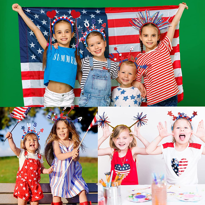 539 PCS Patriotic Headband Kit, 4Th of July Headband Ornament Set Independence Day Hair Decor Crafts for Kids Party Favors Decorations