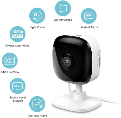 Kasa Indoor Smart Home Camera by TP-Link, 1080p HD Security Camera wireless 2.4GHz with Night Vision, Motion Detection for Baby Monitor, Cloud & SD Card Storage, Works with Alexa & Google Home (EC60)