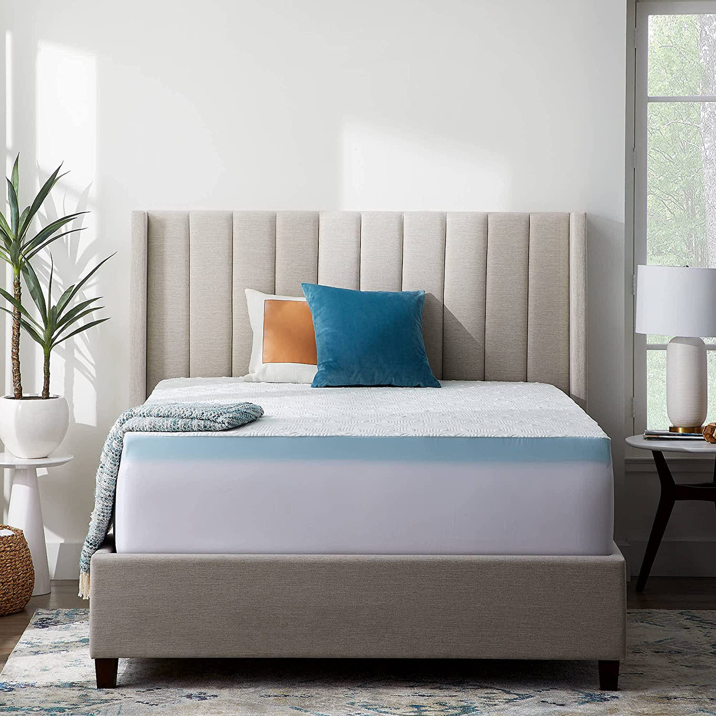 LUCID Memory Foam Soft and Breathable-Machine Washable Mattress Topper Cover, California King, White