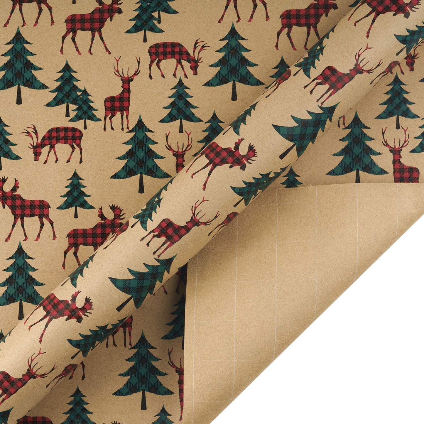 RUSPEPA Christmas Wrapping Paper, Kraft Paper - 4 Rolls - 30 Inches X 10 Feet per Roll