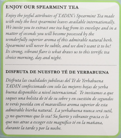 Tadin Spearmint Tea 24 Bags - Te De Yerbabuena