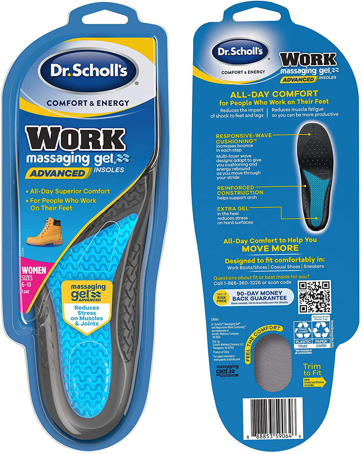 Dr. Scholl's Work Insoles All-Day Shock Absorption and Reinforced Arch Support that Fits in Work Boots and More