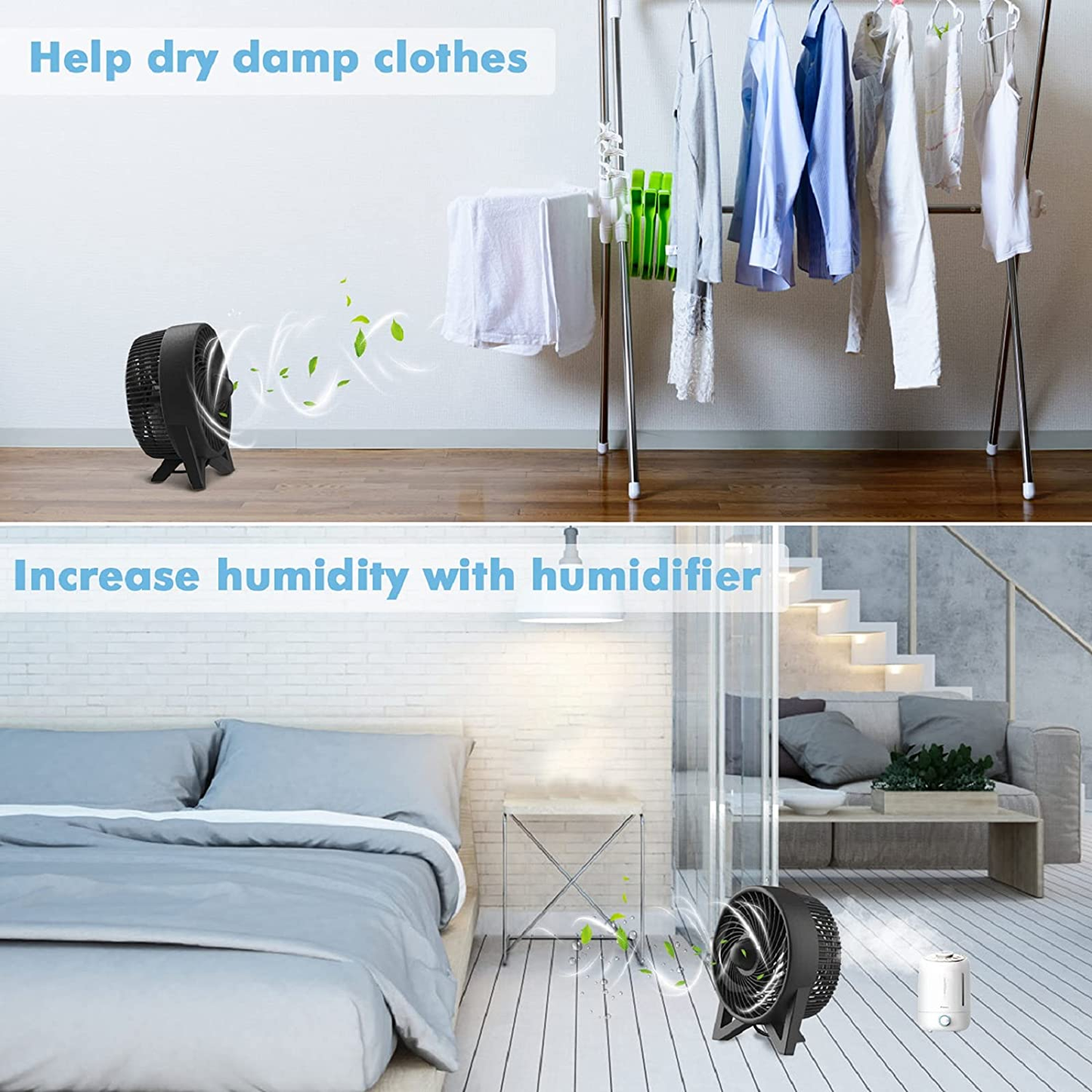 Table Fan, Desk Fan with 2 Speeds, Personal Cooling beside Fan for Bedroom Sleeping Room Tabletop Office Home Kitchen Camping, Small Powerful Motor Electric Fan, Black,8-Inch