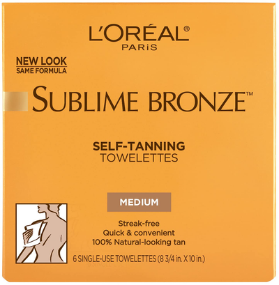 L'Oreal Paris Skincare Sublime Bronze Self-Tanning Towelettes, Streak-Free, Natural Looking Tan, 6 ct.