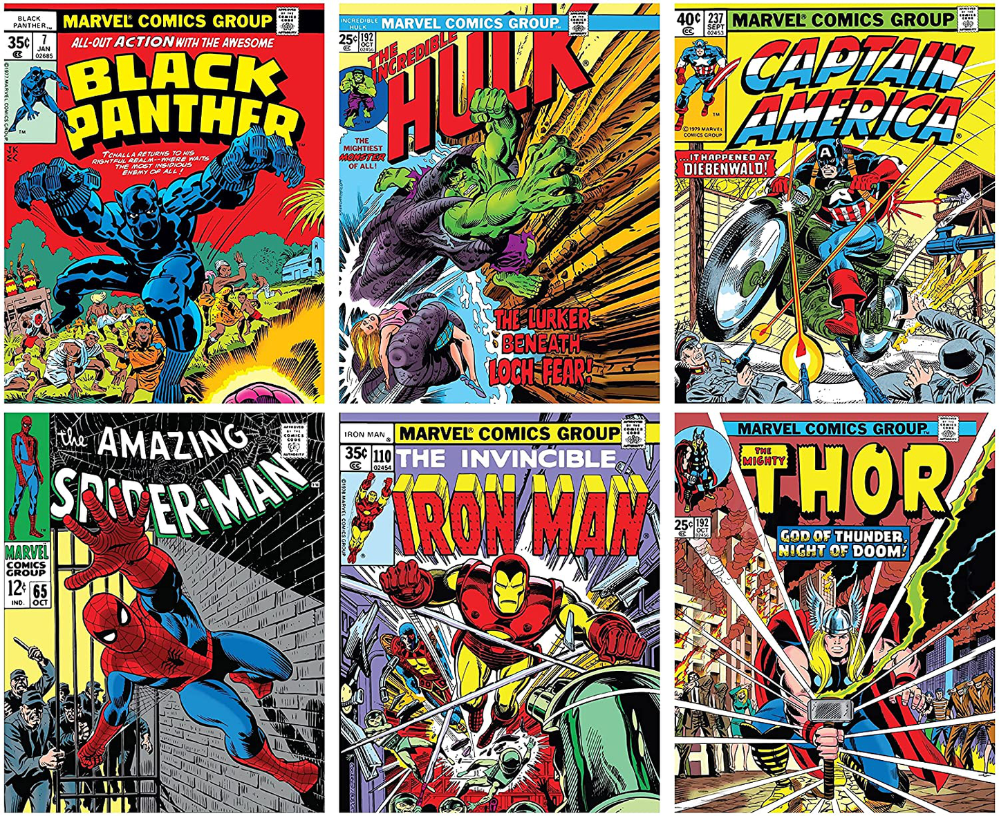 Avengers Wall Art β Superhero Vintage Comic Books DΓ©cor Unframed Set of 6 Prints, 8x10 Inch, Super Heroes Poster Room Decor Black Widow Dr Strange Dead Pool Wolverine Hawk Eye Vision & Scarlet Witch, Vintage Posters for Kids Adults Boys Bedroom (Yellow)