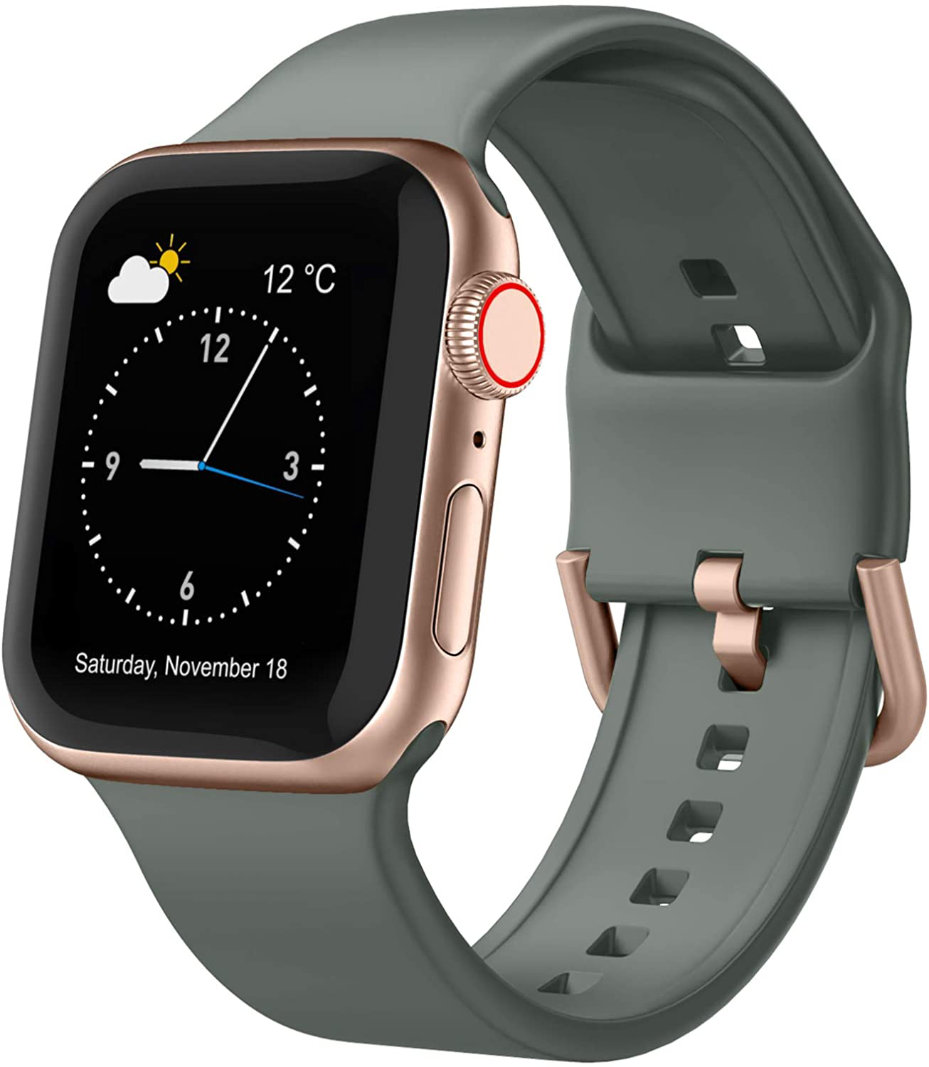 Adepoy Compatible with Apple Watch Bands Soft Silicone Sport Wristbands Replacement Strap with Classic Clasp for iWatch