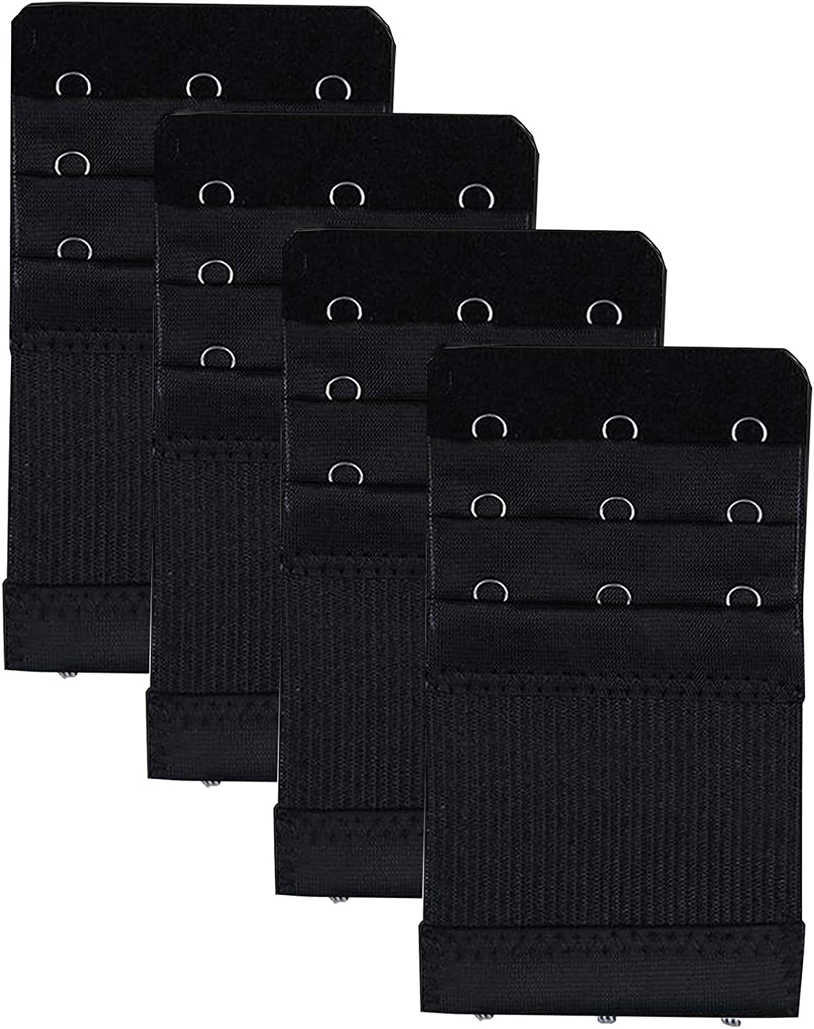 Bra Extender 3 Hooks 3 Rows Elastic Bra Band Hook Strap Extensions for Women, Pack of 4