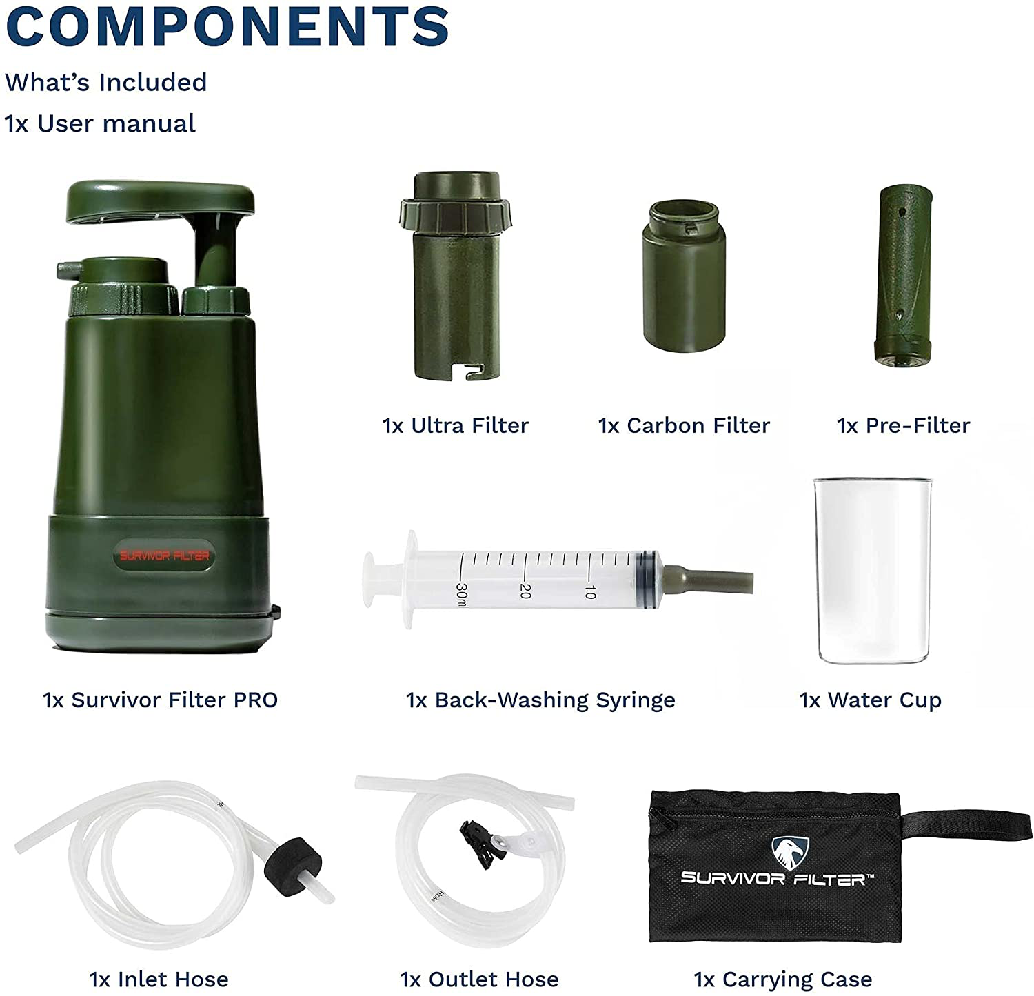 Survivor Filter Pro - Hand Pump Camping Water Filter - Emergency Water Filter