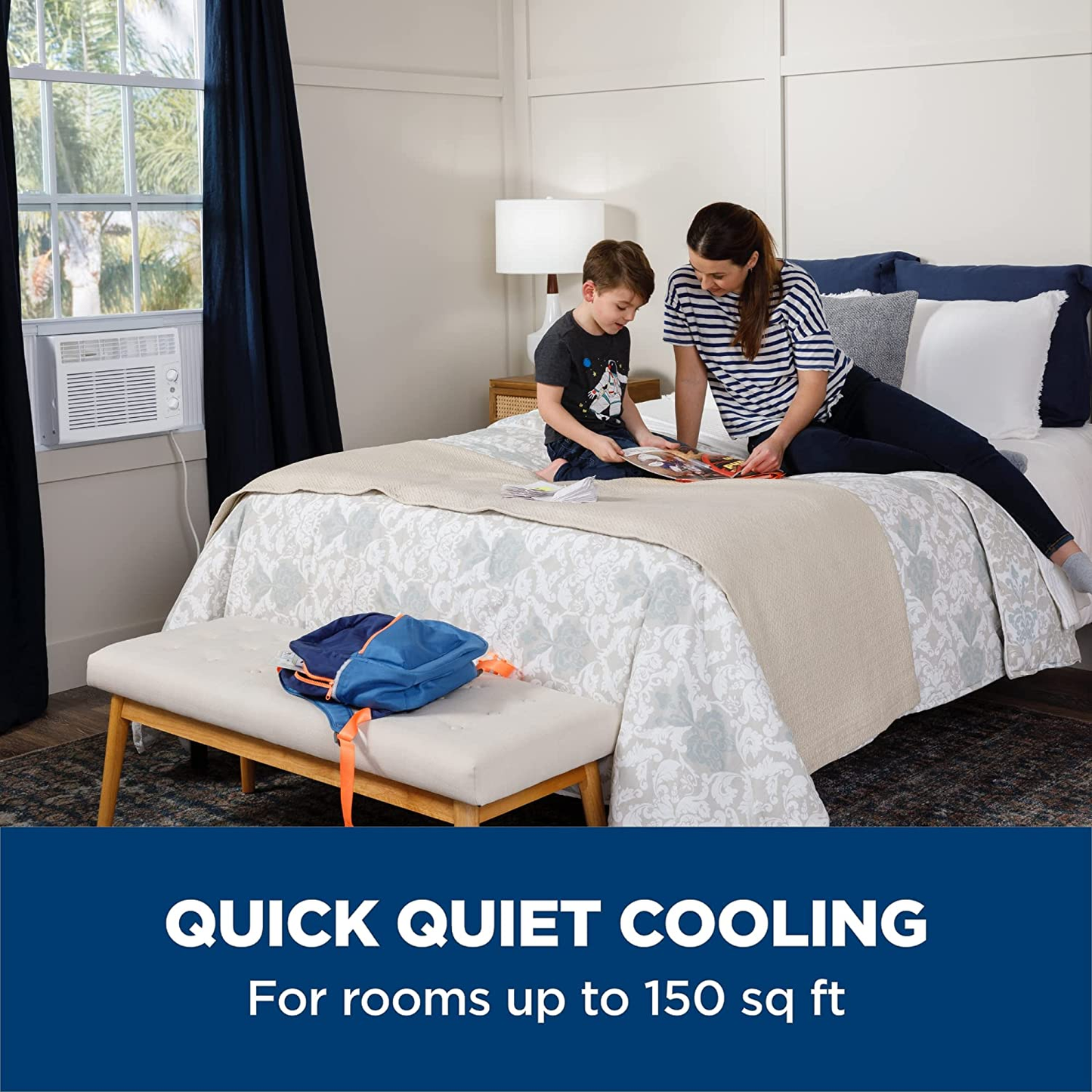 GE Air Conditioner for Window, 5,000 BTU, Easy Install Kit Included, Dual Mechanics Fan Power and Temperature Control Cools up to 150 Square Feet, 115 Volts, White