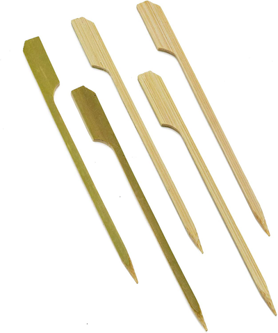 Naturecore New Bamboo Paddle Skewers - 100 PCS of 4.7" for BBQ, Fruit, Cocktail, Kabob, Grill, Kabob, Shawarma, Cooking, Craft and Party