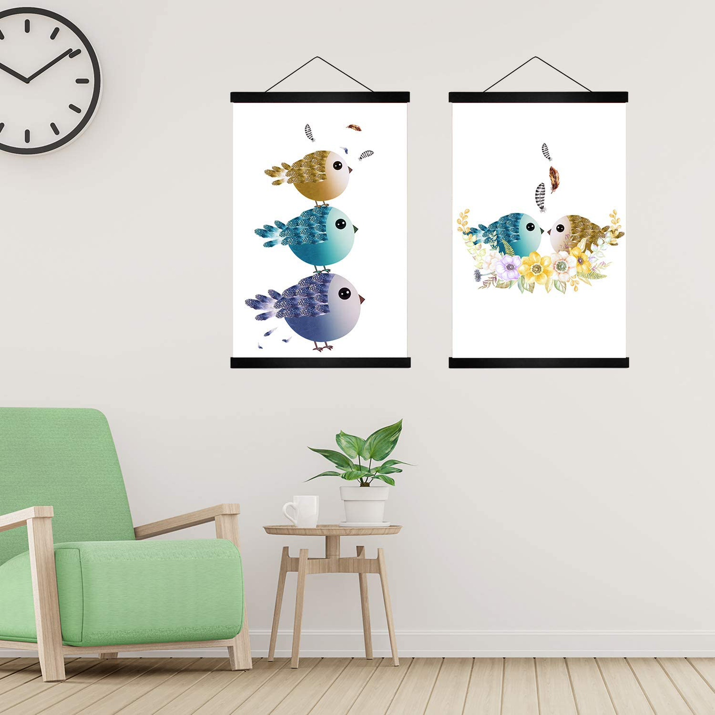 Radezon 16 inch Wide Magnetic Poster Hanger Frame, 16x20 16x24 16x22 Wood Frame for Posters, Prints, Photos, Pictures, Maps, Scrolls, and Artwork - Wall Hanging Wooden Frame