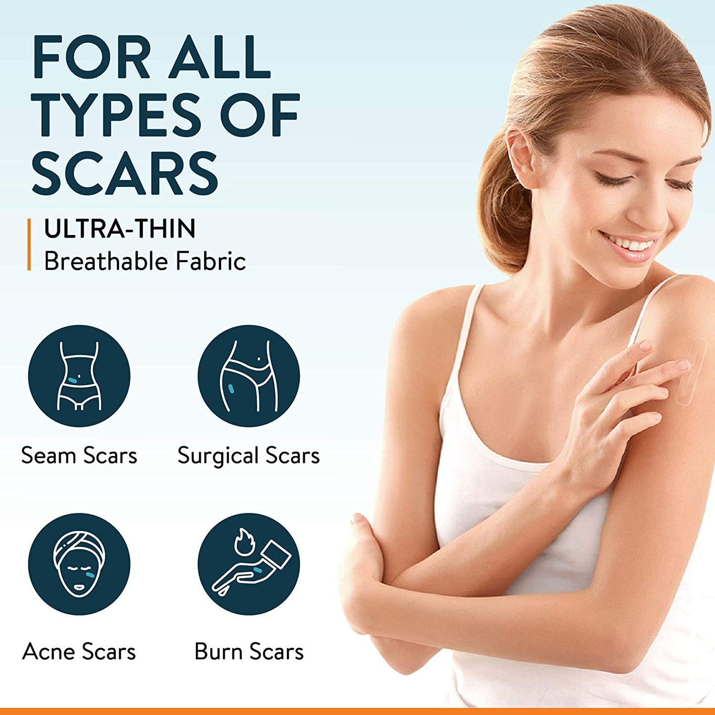 Silicone Scar Sheets, Strips, Tape - Keloid, C-Section, Surgical - Scars Removal Treatment - Silicon Gel Cream Patch Bandage - Tummy Tuck Surgery - 4 Pack 5.7" X 1.57" - 2 Month Supply by Nuvadermis