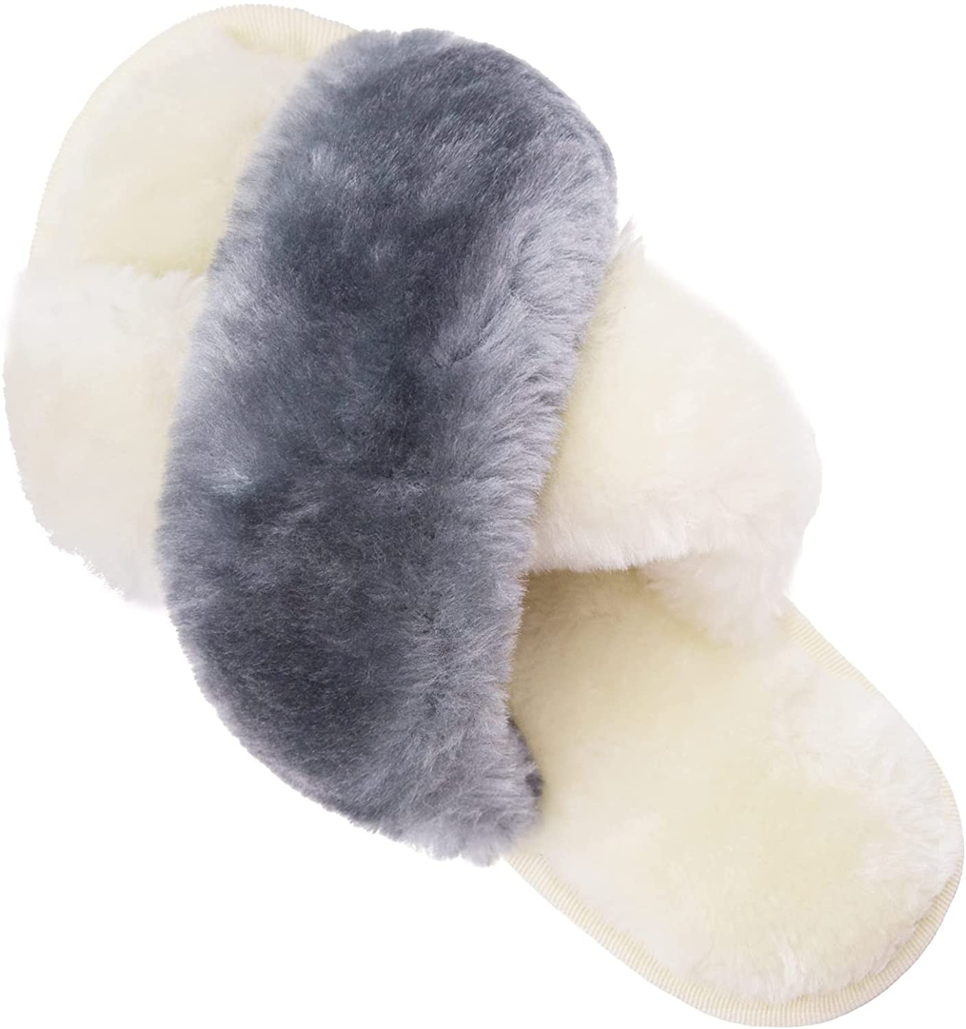 Womens House Fuzzy Slippers Leopard Cross Band Soft Plush Fluffy Slippers Furry Fleece Slip on Slippers Open Toe House Warm Bedroom Shoes Slides