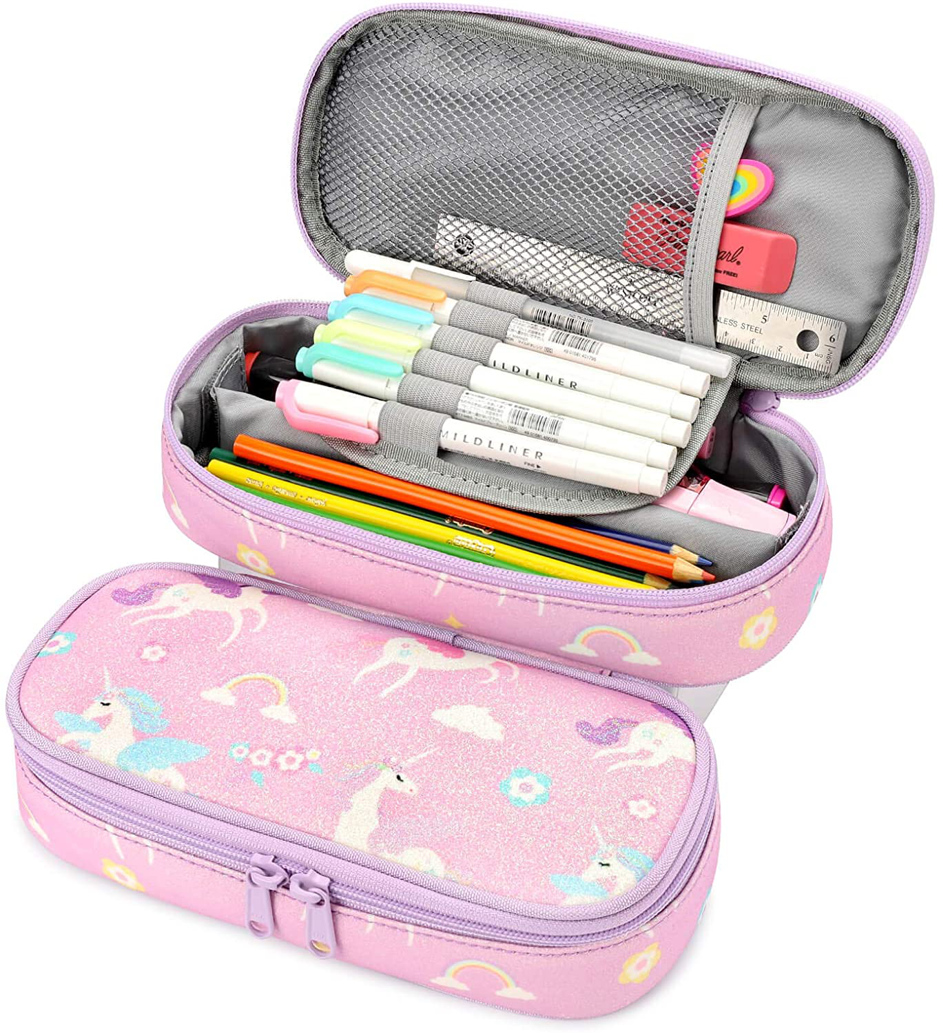 Pencil Case for Kids Glitter Little Girls Pen Pouch