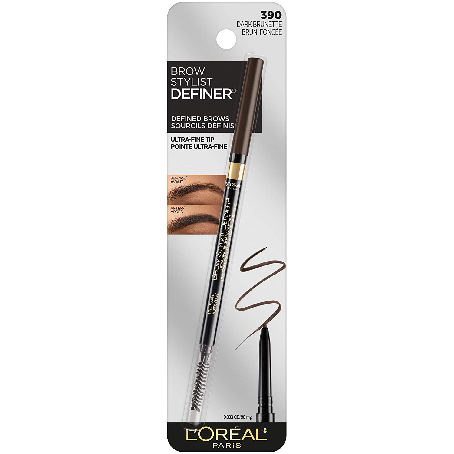 L'Oreal Paris Makeup Brow Stylist Definer Waterproof Eyebrow Pencil UltraFine Mechanical Pencil Draws Tiny Brow Hairs Fills in Sparse Areas Gaps Ounce Count