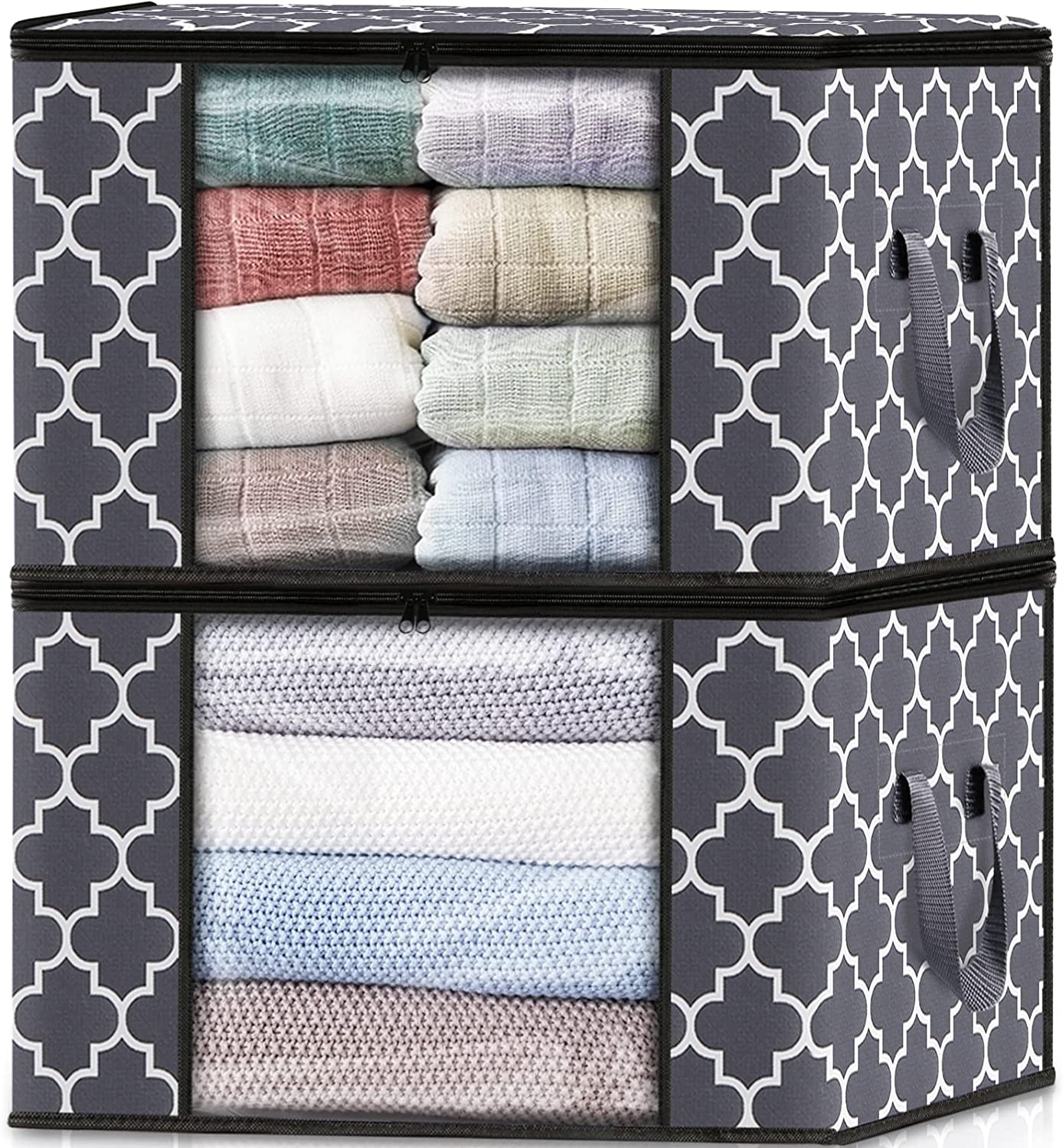 3-Pack Clothes Storage,Foldable Blanket Storage Bags,Storage Containers for Organizing, Clothing, Bedroom, Comforter, Closet, Dorm, Sweater, Quilts, Organizer
