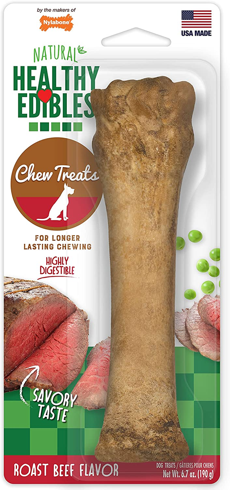 Nylabone Healthy Edibles All-Natural Long Lasting Bacon Flavor Chew Treats 3 Count Bacon Small/Regular