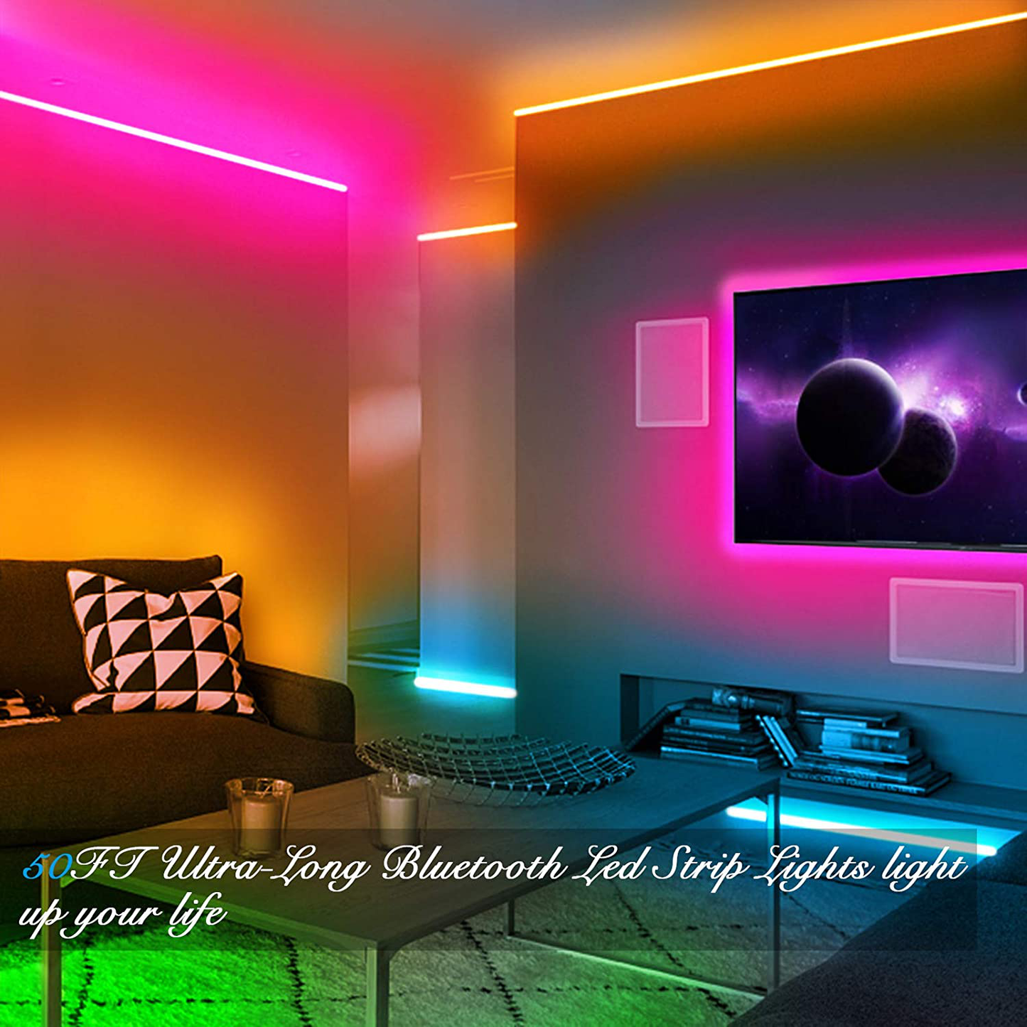 DAYBETTER Led Strip Lights Smart Light Strips with App Control Remote, 5050 RGB Led Lights for Bedroom, Music Sync Color Changing Lights for Room Party