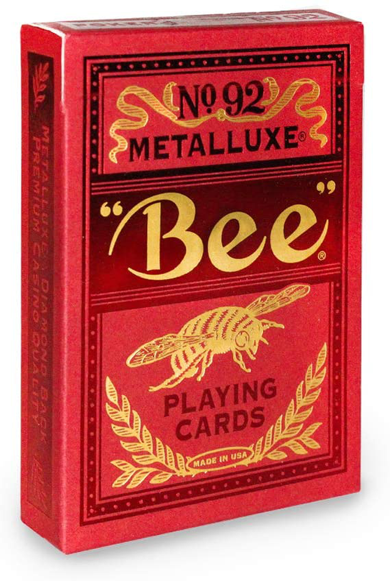 Bee Metalluxe Playing Cards - Red Foil Diamond Back, Standard Index