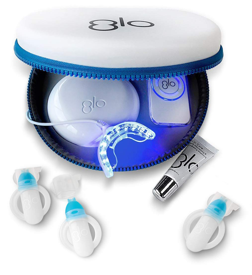 GLO Brilliant Deluxe Teeth Whitening Device Kit with Patented Blue LED Light & Heat Accelerator for Fast, Pain-Free, Long Lasting Results