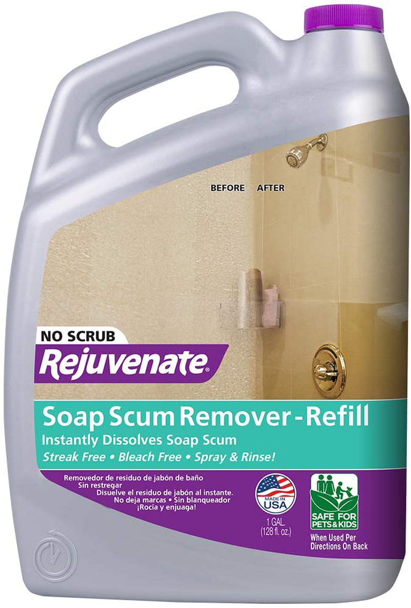 Rejuvenate Scrub Free Soap Scum Remover Shower Glass Door Cleaner Works on Ceramic Tile, Chrome, Plastic and More 24oz & Cabinet & Furniture Restorer Fills in Scratches Seals