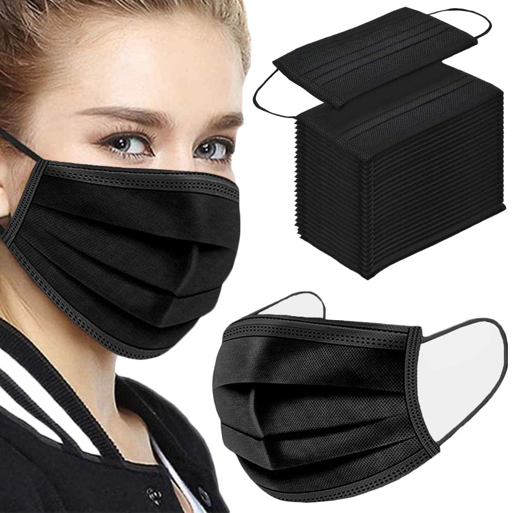 3 Ply Black Disposable Face Mask Filter Protection Face Masks