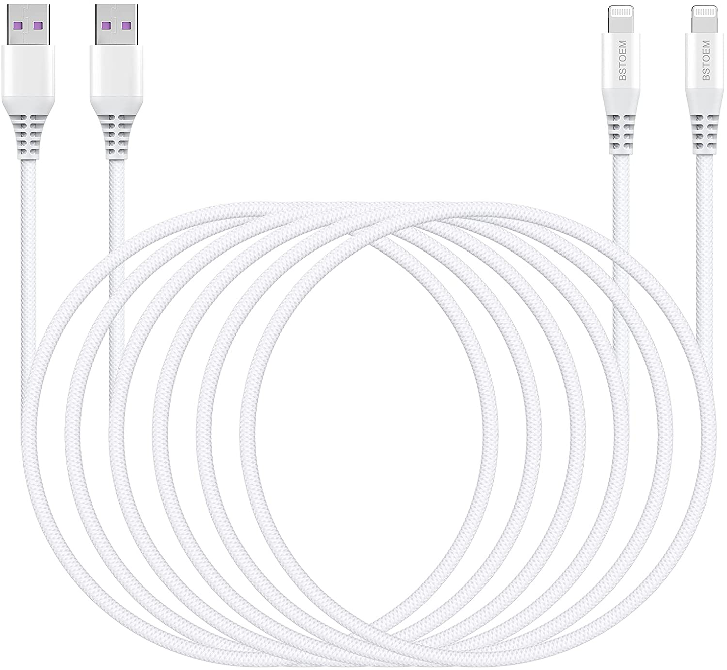 Long iPhone Charger Apple Extra Lightning Charging Cable Cord for iPhone 12/11 Pro/X/Xs Max/XR/X/8 Plus//7 Plus/6/6s/SE/5c/5s/5 iPad Air 2/Mini/Max