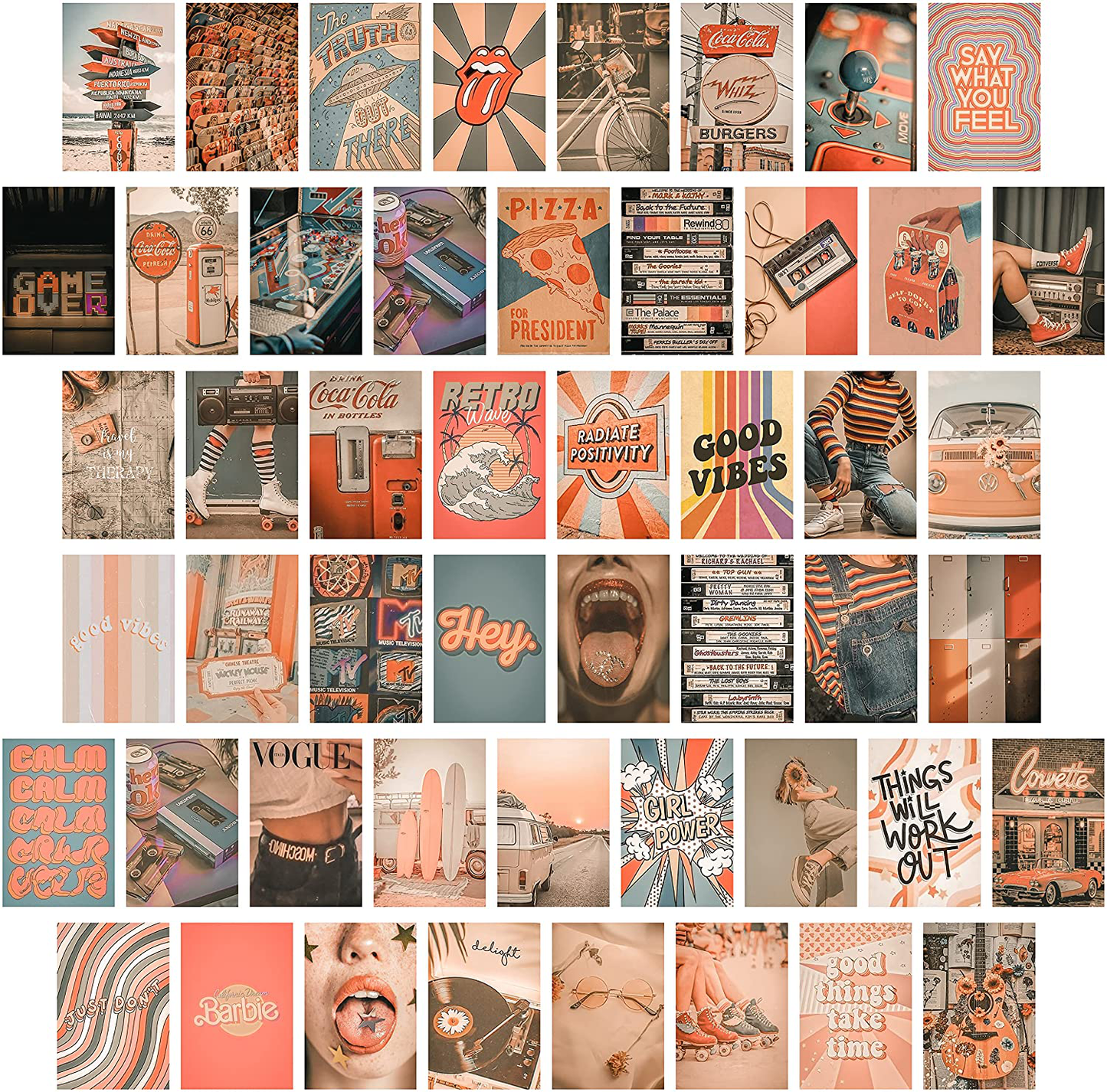 Waschbär Wall Collage Kit Aesthetic Pictures,50PCS 4x6 inch Retro 80s 90s Cute VSCO Aesthetic Room Decor for Teen Girls,Wall Art Print,Small Poster,Wall Collage Kit Vintage Aesthetic 80s, Posters for Room Aesthetic 90s
