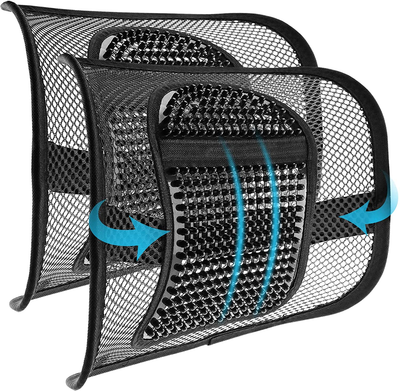 Mesh Back Lumbar Support, Back Support Seat Cushion with Breathable Mesh for Office Chairs Car 12” X 16”