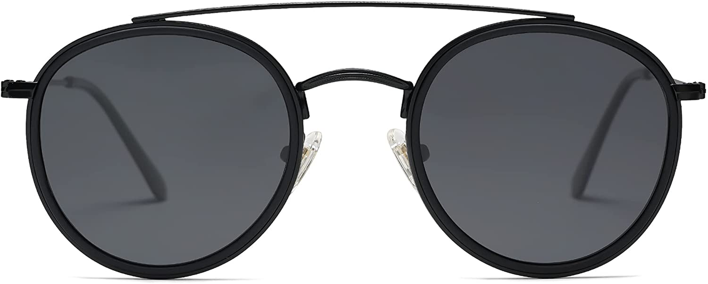 SOJOS Retro round Polarized Sunglasses UV400 Double Bridge Sun Glasses SUNSET SJ1104