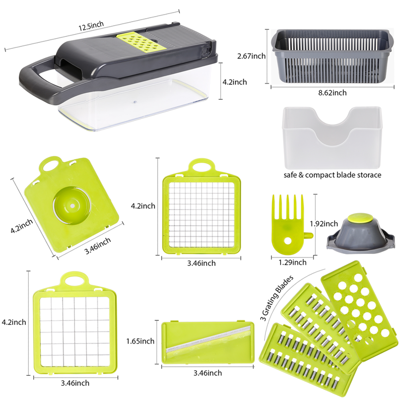 12-in-1 Multi-Functional Food Chopper with Container