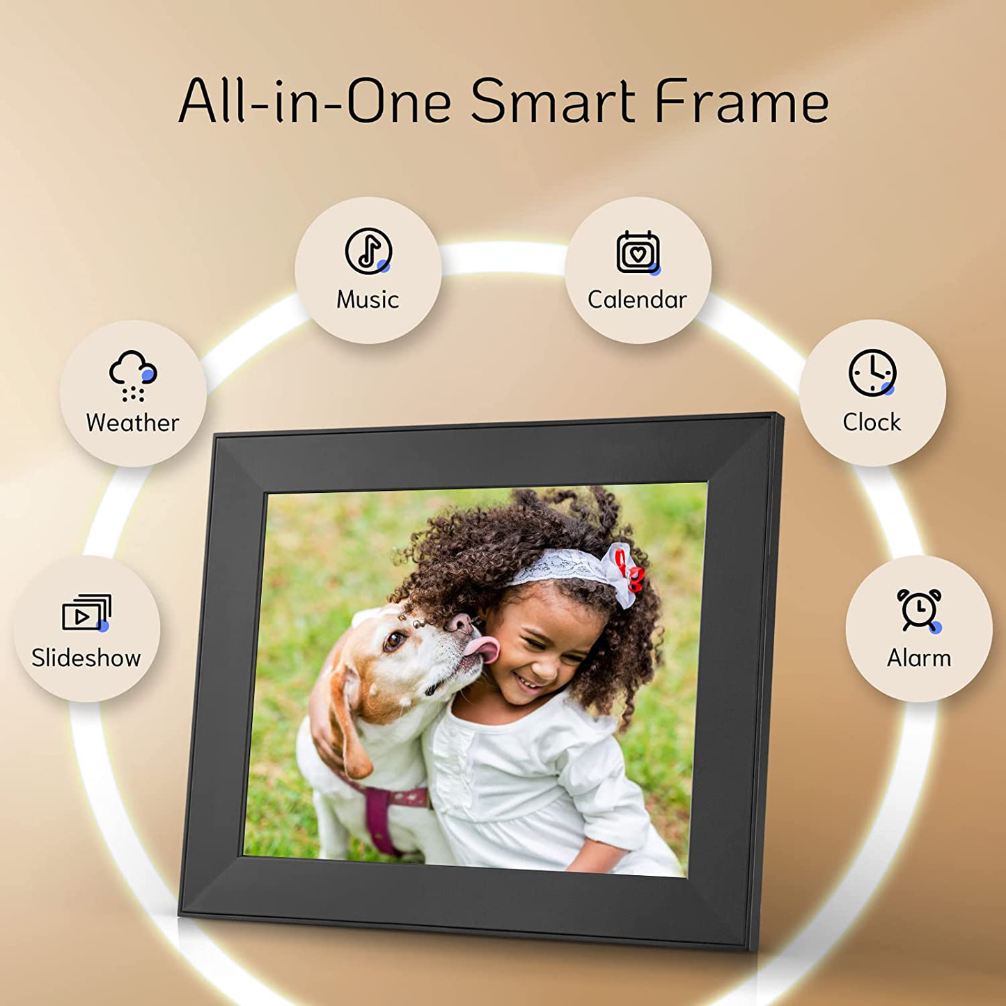 Nexfoto Smart Wifi Digital Picture Frame 16GB Memory, Electronic Photo Frame with IPS Touch Screen, Share Photos Videos via Easy-To-Use App, Gift for Grandparents (Knight Black)