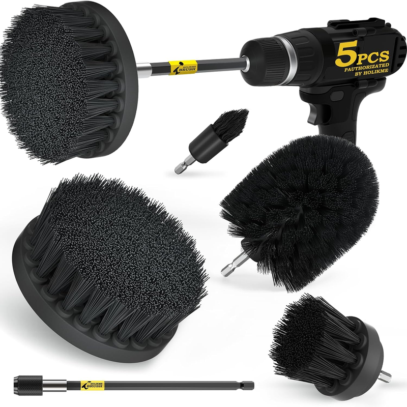 5 Pack Drill Brush Power Scrubber Cleaning Brush Attachment Set